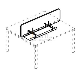 Мебель для персонала Экран настольный фронтальный тканевый с мягким наполнителем с широким кабель-каналом для стола 140 Б 862 Г
