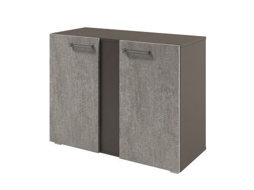 Стеллаж низкий с дверьми Solution D-75 950x414x714 (Бетон/Трюфель)