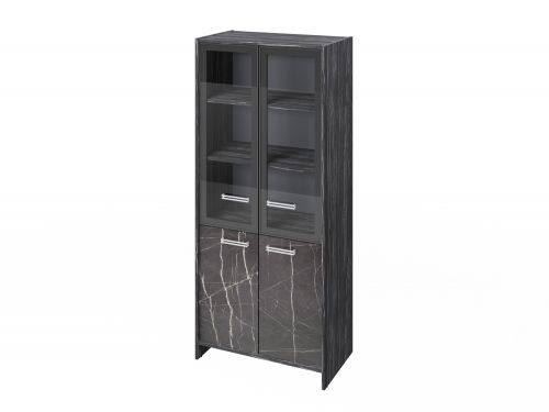 Шкаф для документов Festus FI-671.G 800x460x1861 (Древесина Графит/Камень Пьетра Гриджиа черный)
