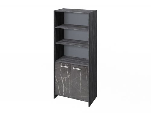 Шкаф для документов полуоткрытый Festus FI-672.G 800x460x1861 (Древесина Графит/Камень Пьетра Гриджиа черный)