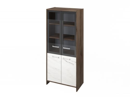 Шкаф для документов Festus FI-671.G 800x460x1861 (Орех Пацифик Табак/Мрамор Леванто белый)
