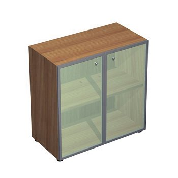 Шкаф низкий со стеклом белым, рама алюминий X7 IDEV86B A 860x450x860