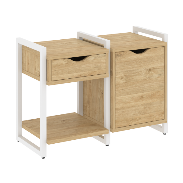 Тумба на регулируемых опорах наборная VR.L-TN-3.O 970x460x719 (Тиквуд Светлый/Белый металл)