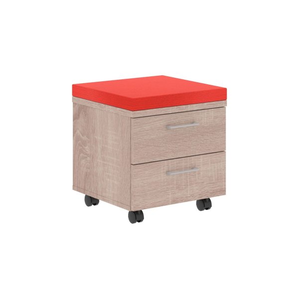 Тумба мобильная подушка красная Xten XMC-2D 465x450x504 (Дуб Сонома)