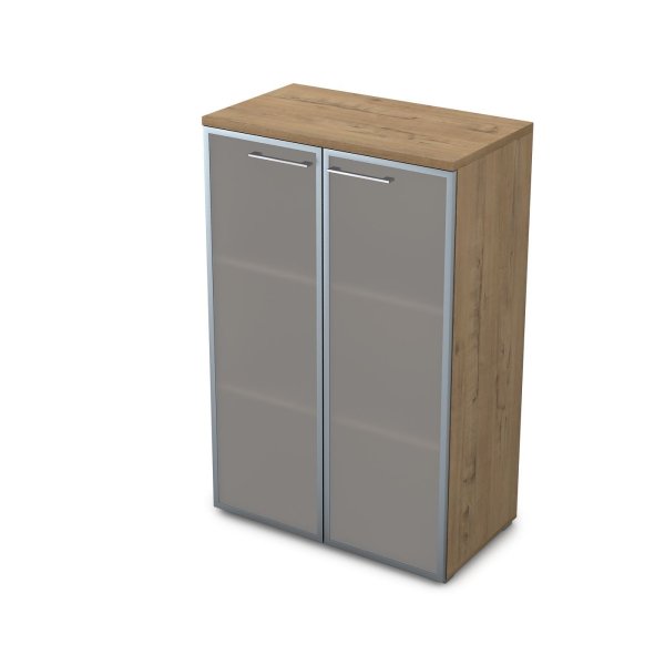 Шкаф средний со стеклом Gloss line 9НШ.017.6 800x450x1245 (Teakwood)