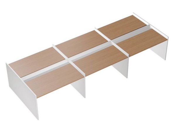 Рабочая станция на опорах ДСП (6х160) с ProSystem Profiquadro КВ 1403-3 БВ 4900x1570x835 (Белый премиум / Вишня скандинавская)