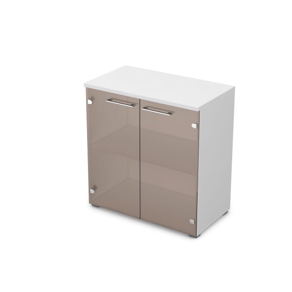 Шкаф низкий со стеклом Gloss line 9НШ.023.2 800x450x845 (Белый премиум)