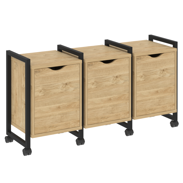 Тумба на колесных опорах наборная VR.L-TN-5.K 1440x460x767 (Тиквуд Светлый/Черный металл)