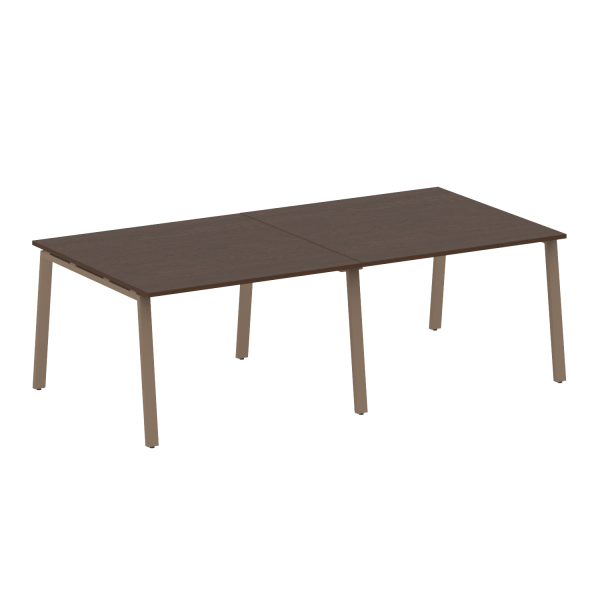 Стол для переговоров (2 столешницы) на А-образном м/к Metal System Style БА.ПРГ-2.2 2400x1235x750 (Венге Цаво/Мокко металл)