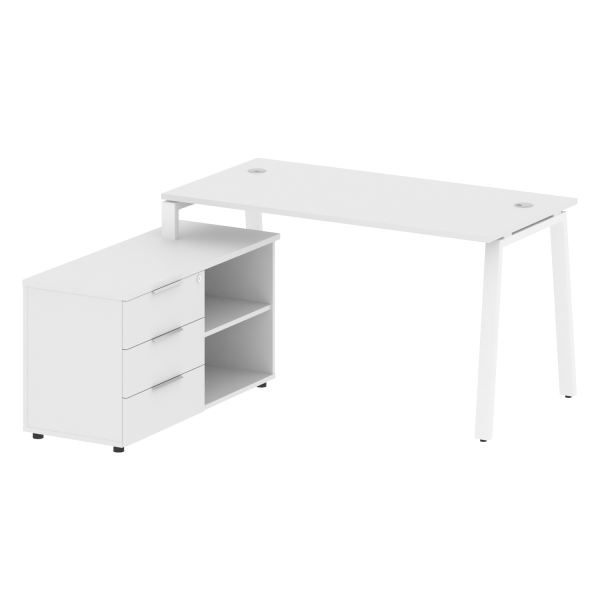 Рабочая станция с тумбой на А-образном м/к Metal System Style БА.РС-СТС-2.3 (L) 1500x1520x750