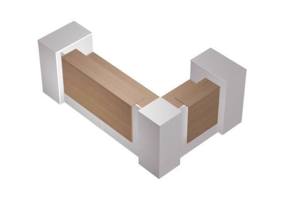 Стойка ресепшн угловая с 2-мя тумбами (4 ящичная с нишей правая; выдвижным блоком одежда-документы л (Белый премиум / Вишня скандинавская)