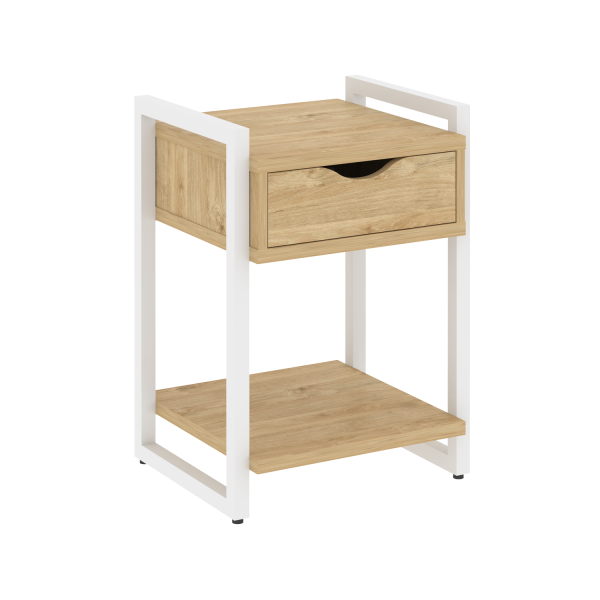 Тумба на регулируемых опорах с ящиком и полкой VR.L-T1.O 500x460x719 (Тиквуд Светлый/Белый металл)
