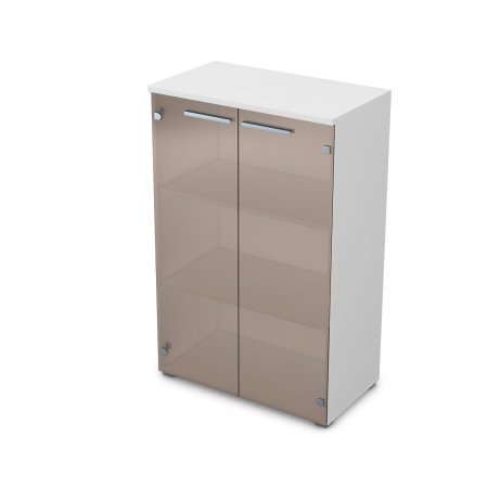 9Ш.017.3 Шкаф средний со стеклом (800x450x1245) (Белый премиум)
