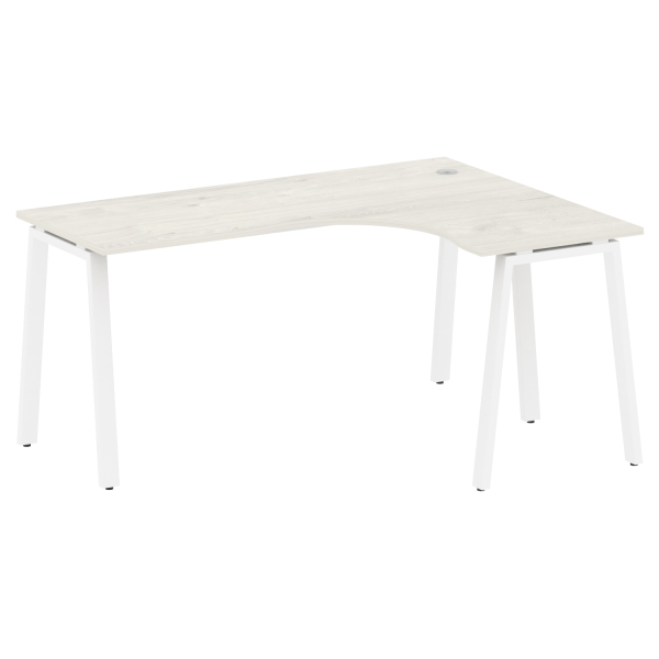 Стол криволинейный правый Metal System Style БА.СА-4 Пр 1600x1200x750 (Дуб Наварра/Белый металл)