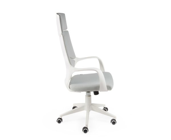 Кресло офисное / IQ / (white+grey) белый пластик / серая ткань