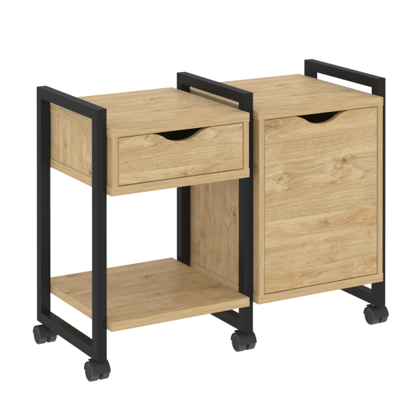 Тумба на колесных опорах наборная VR.L-TN-3.K 970x460x767 (Тиквуд Светлый/Черный металл)