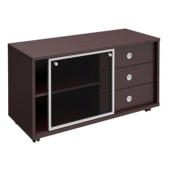 Тумба выкатная 3 ящика без замка стеклянная дверь-купе Борн B 202-552 1202x500x660