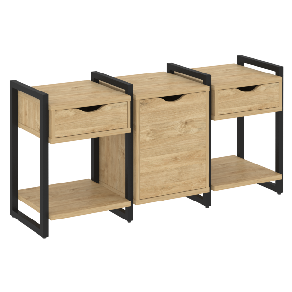 Тумба на регулируемых опорах наборная VR.L-TN-6.O 1440x460x719 (Тиквуд Светлый/Черный металл)
